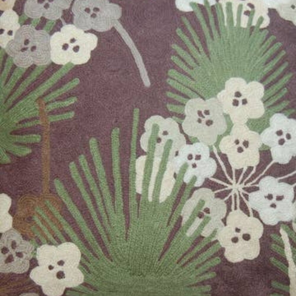 Floral Green & Cream Accent Pillow -